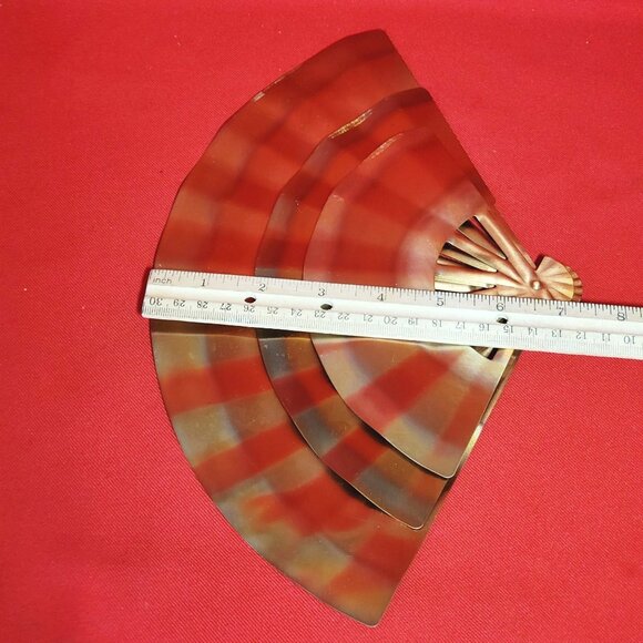 Vintage Solid Copper Fans Wall Decor Set of 3 - Picture 10 of 11